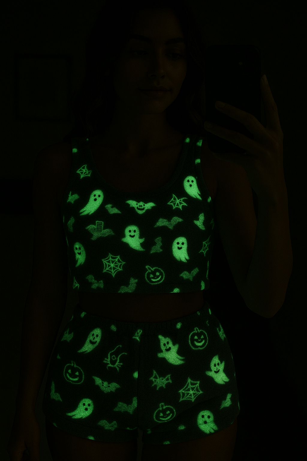 Glow in the Dark Halloween Pajama Set - Pink - XS -