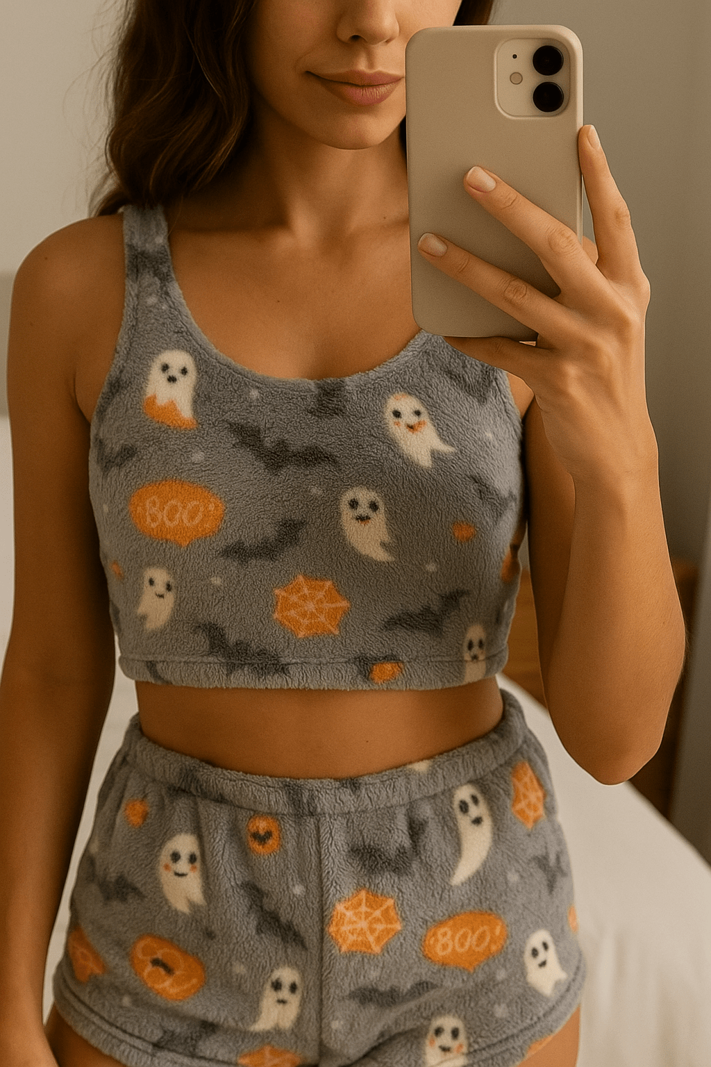 Glow in the Dark Halloween Pajama Set - Pink - XS -