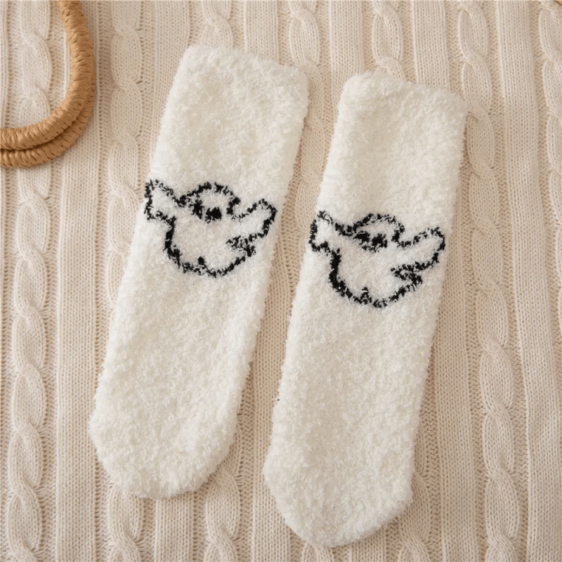 Halloween Fuzzy Socks - White -