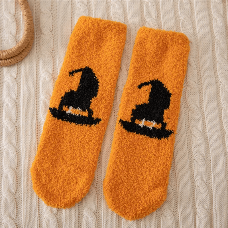 Halloween Fuzzy Socks - Orange -